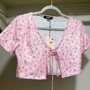 Ditsy tie up crop top